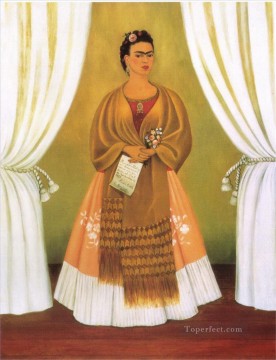 Frida Kahlo Painting - Self Portrait Dedicated tomLeon Trotsky Between the Curtains feminism Frida Kahlo